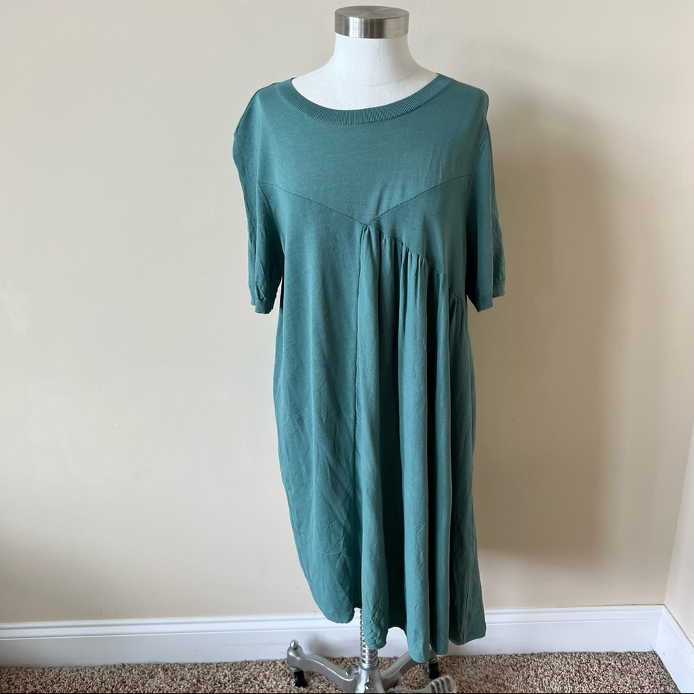 COS Teal Green Short-Sleeve Midi Dress